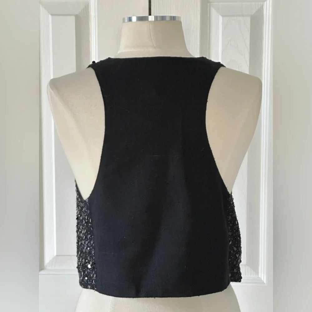 Eileen Fisher Black Silk Sequin Vest Size Small